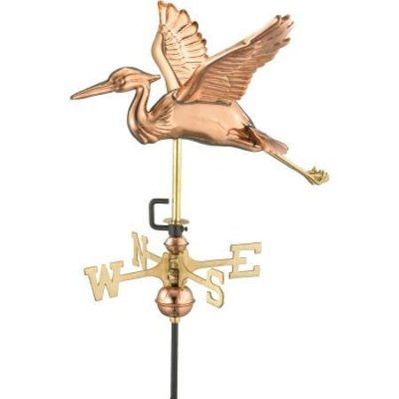 GOOD DIRECTIONS Good Directions Blue Heron Garden Weathervane, Polished Copper w/Roof Mount 8805PR